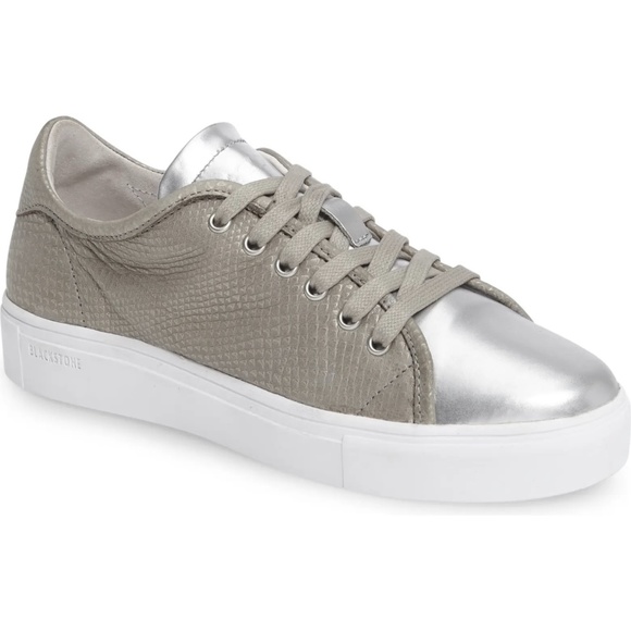 BLACKSTONE NL44 Leather Grey Snake Midi Sneakers - Picture 1 of 15